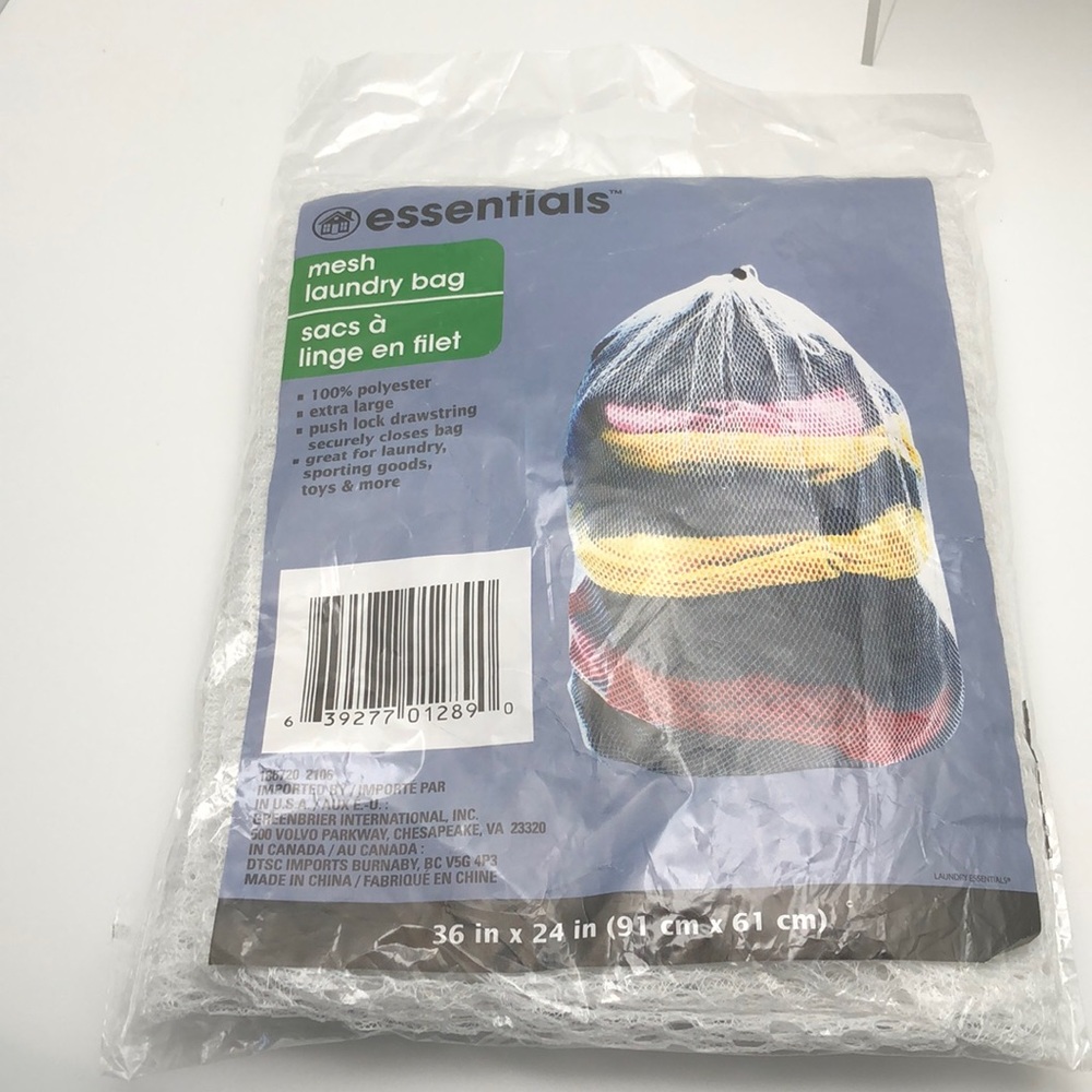 Laundry Bag Mesh 36”x24” White Extra Large Push Lock Drawstring Securely Closes
